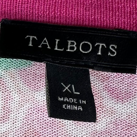 Talbots Sz XL 14 16 Thin Cardigan Sweater Floral Vibrant Colorful Stretch - Picture 4 of 5